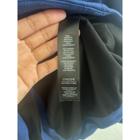 Chico’s Black Label Women’s Blazer 00 Purple Blue Open Front Textured Jacket - Picture 3 of 7